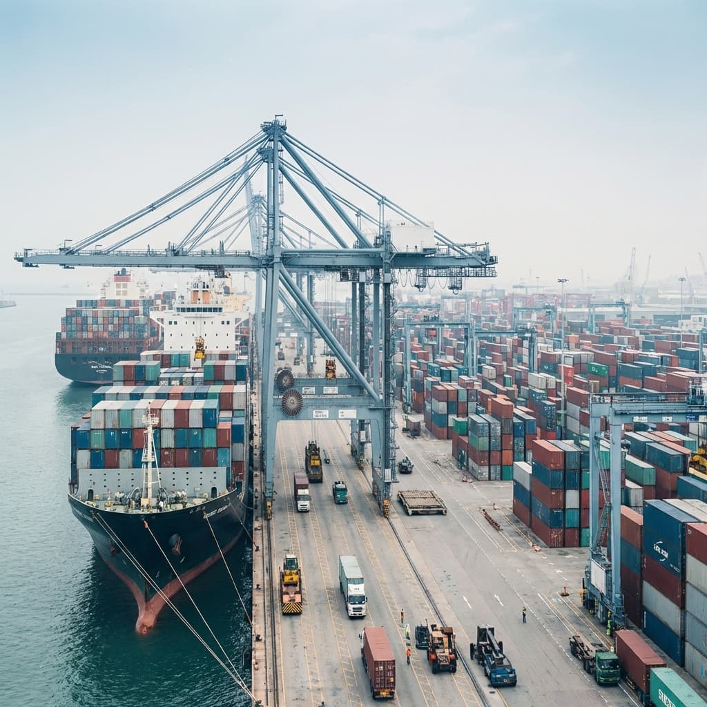 Shipping containers at port